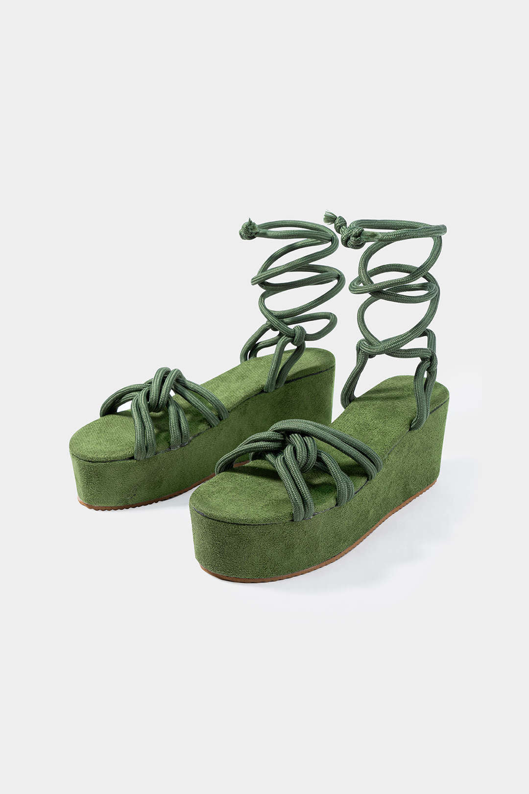 Tie-Up Open Toe Platform Flats Sandals - Image 8