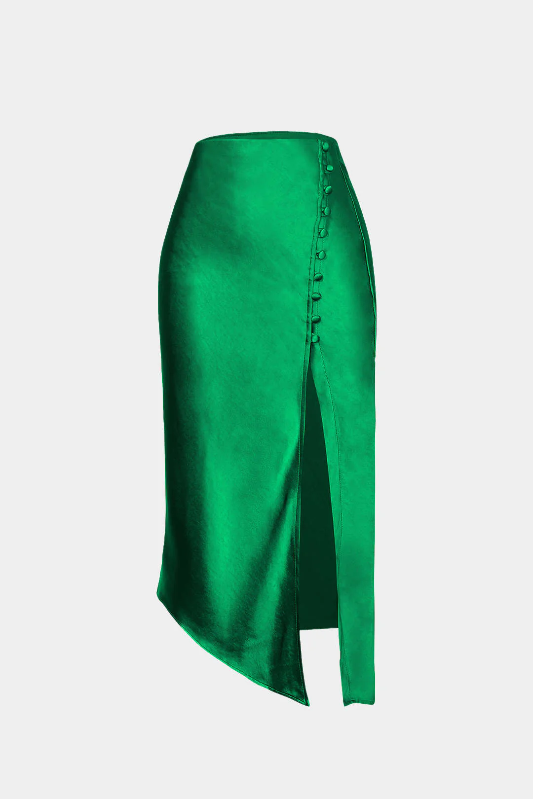 Asymmetric Hem Split Button Decor Skirt - Image 18