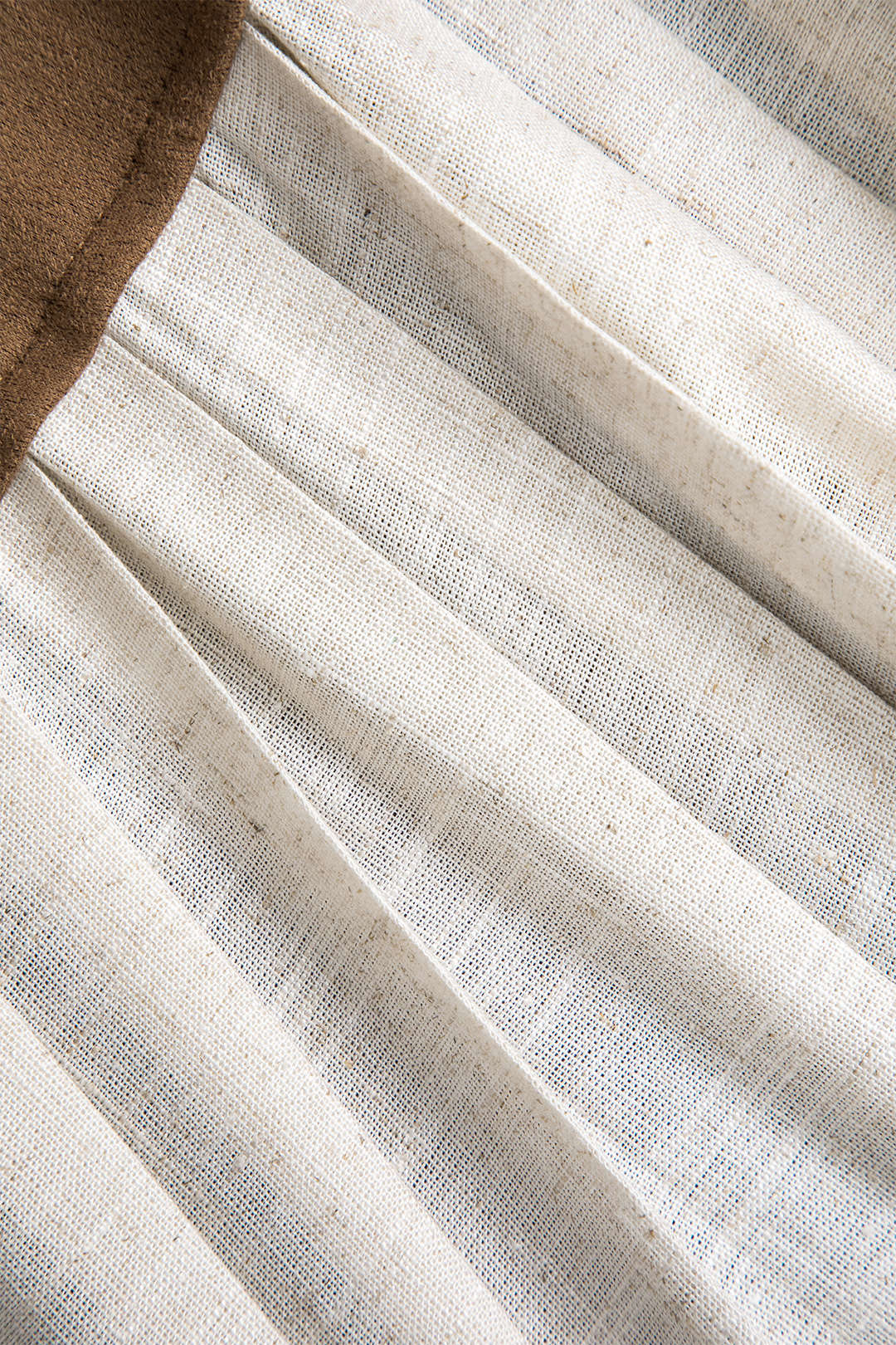 Linen Button Patchwork Pleated Skirt - Image 3