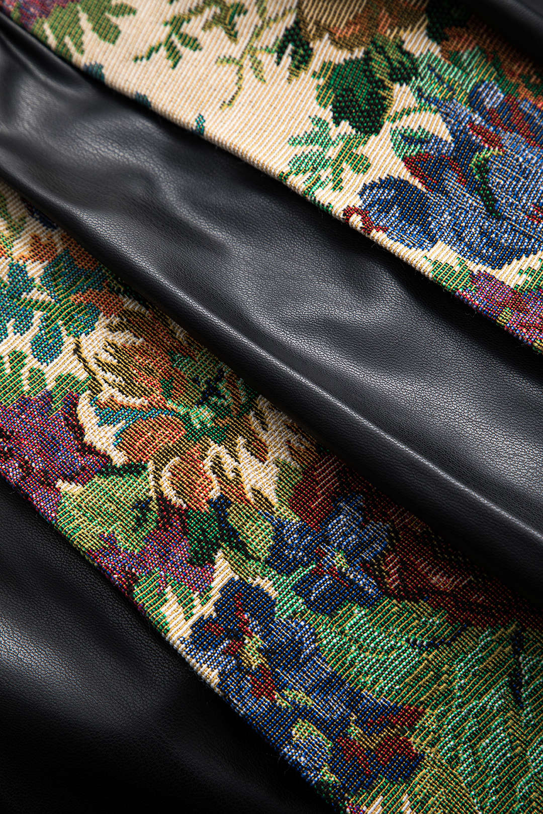 Jacquard Faux Leather Patchwork Skirt - Image 3