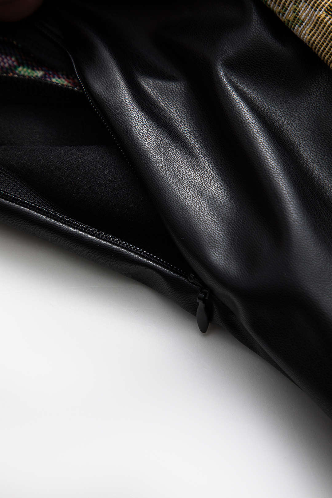 Jacquard Faux Leather Patchwork Skirt - Image 4