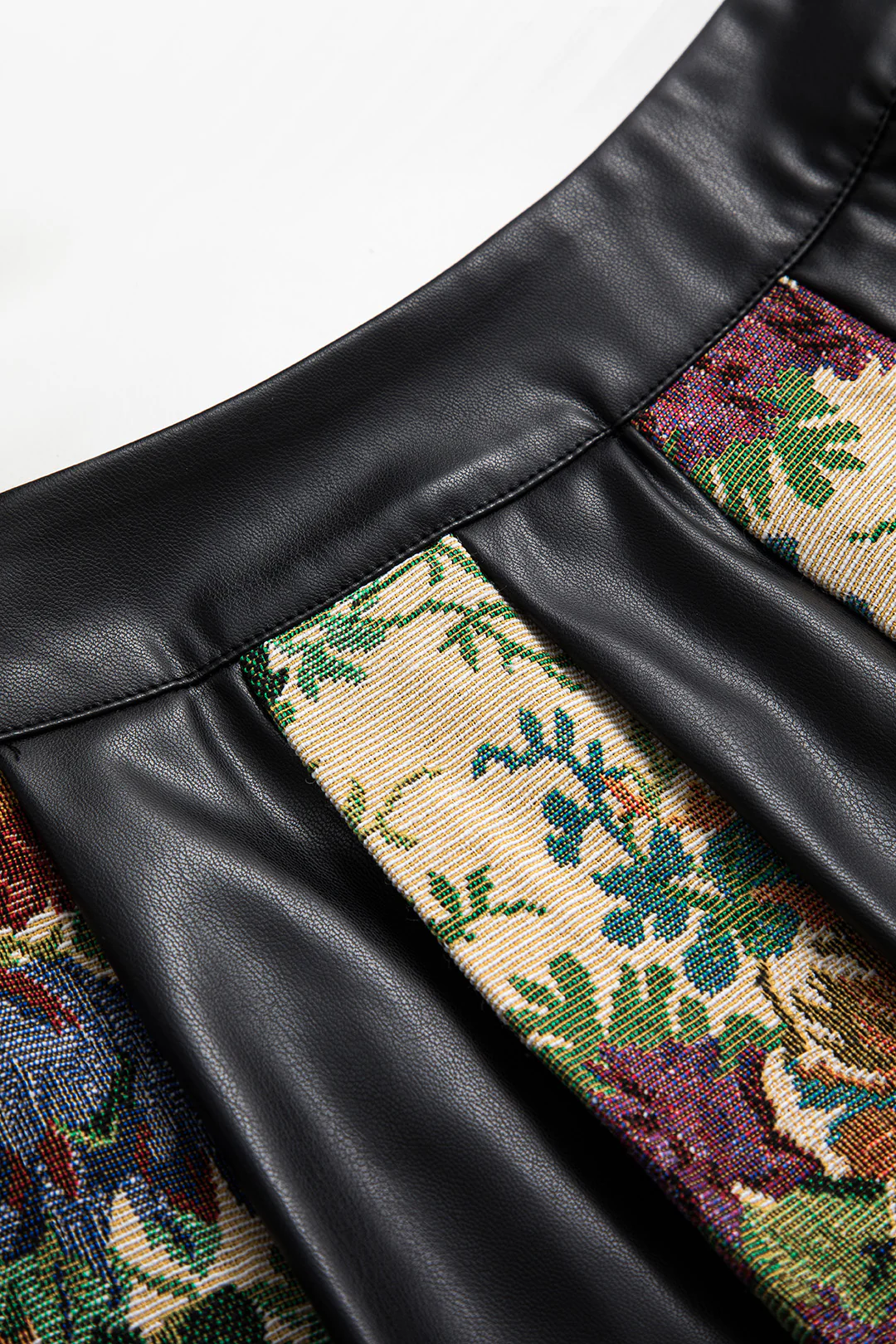 Jacquard Faux Leather Patchwork Skirt - Image 5