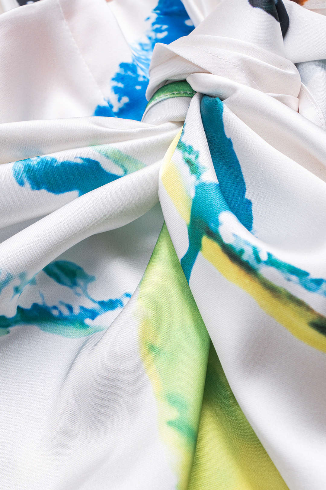 Floral Print Satin Ruched Tie Front Zipper Skirt - Image 4