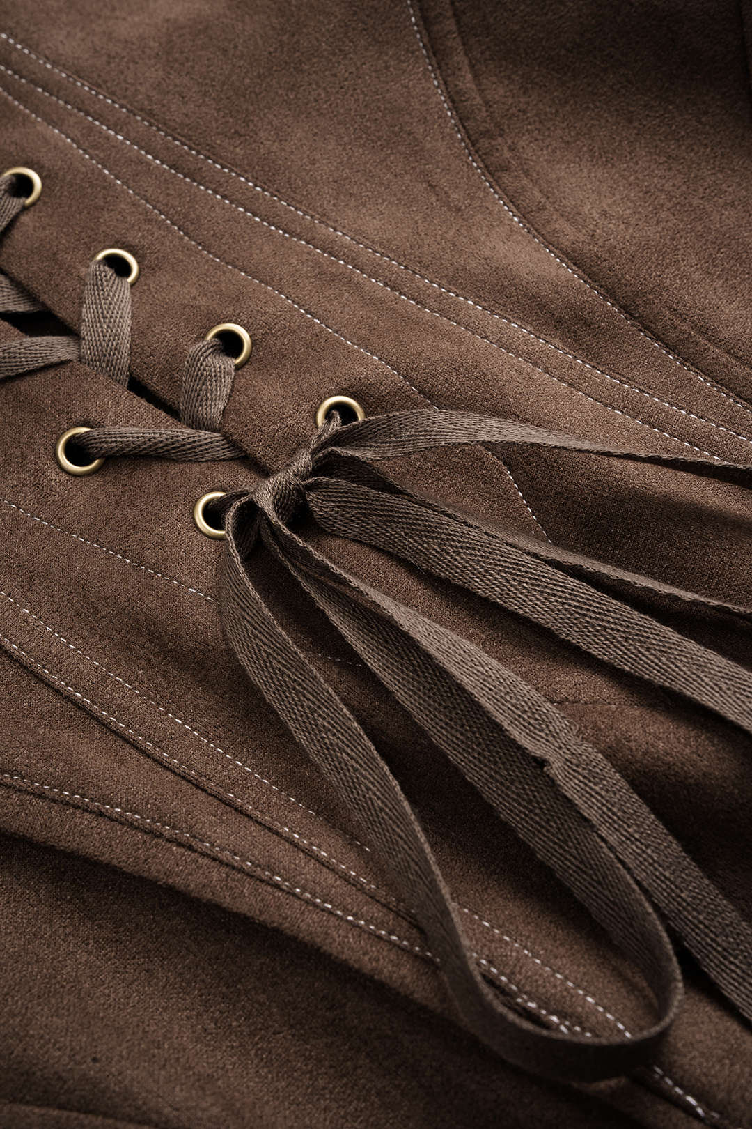 Suede Square Neck Tie Back Sleeveless Mini Dress - Image 4