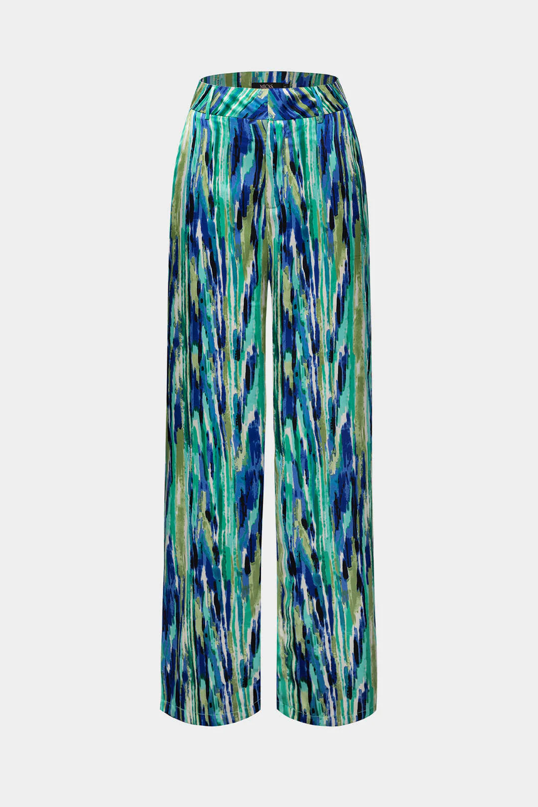 Marble Print High Waisted Full-length Straight Leg Pants - Image 13