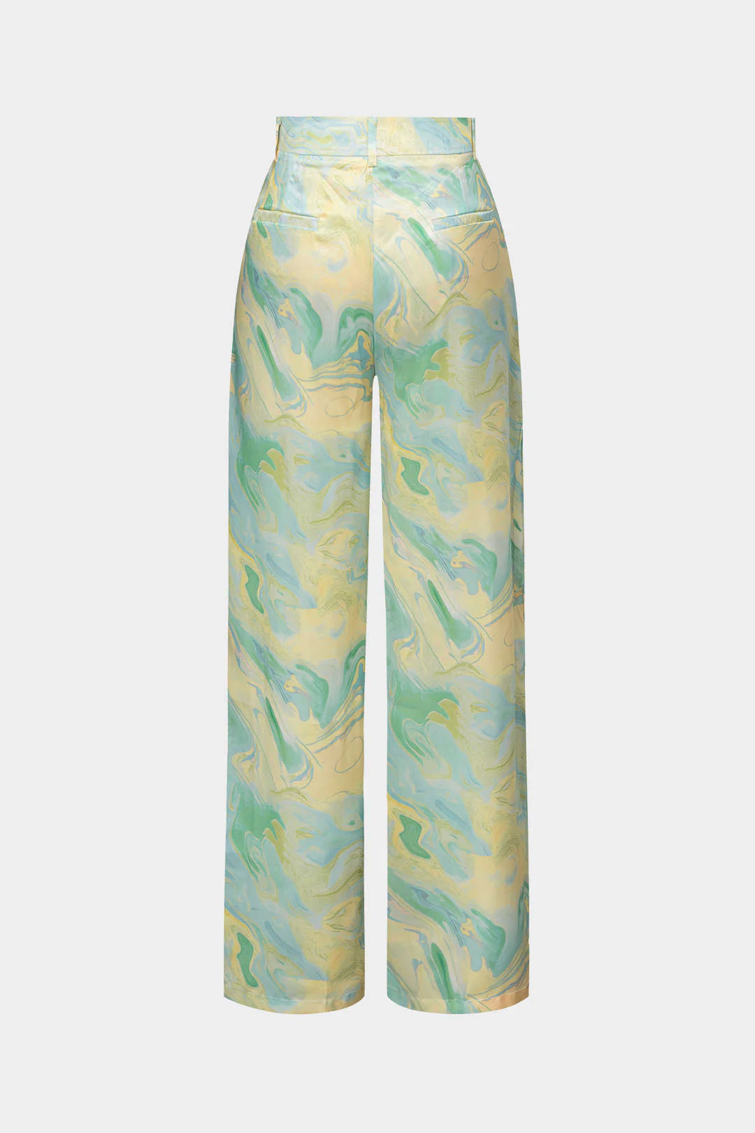 Marble Print High Waisted Full-length Straight Leg Pants - Image 19