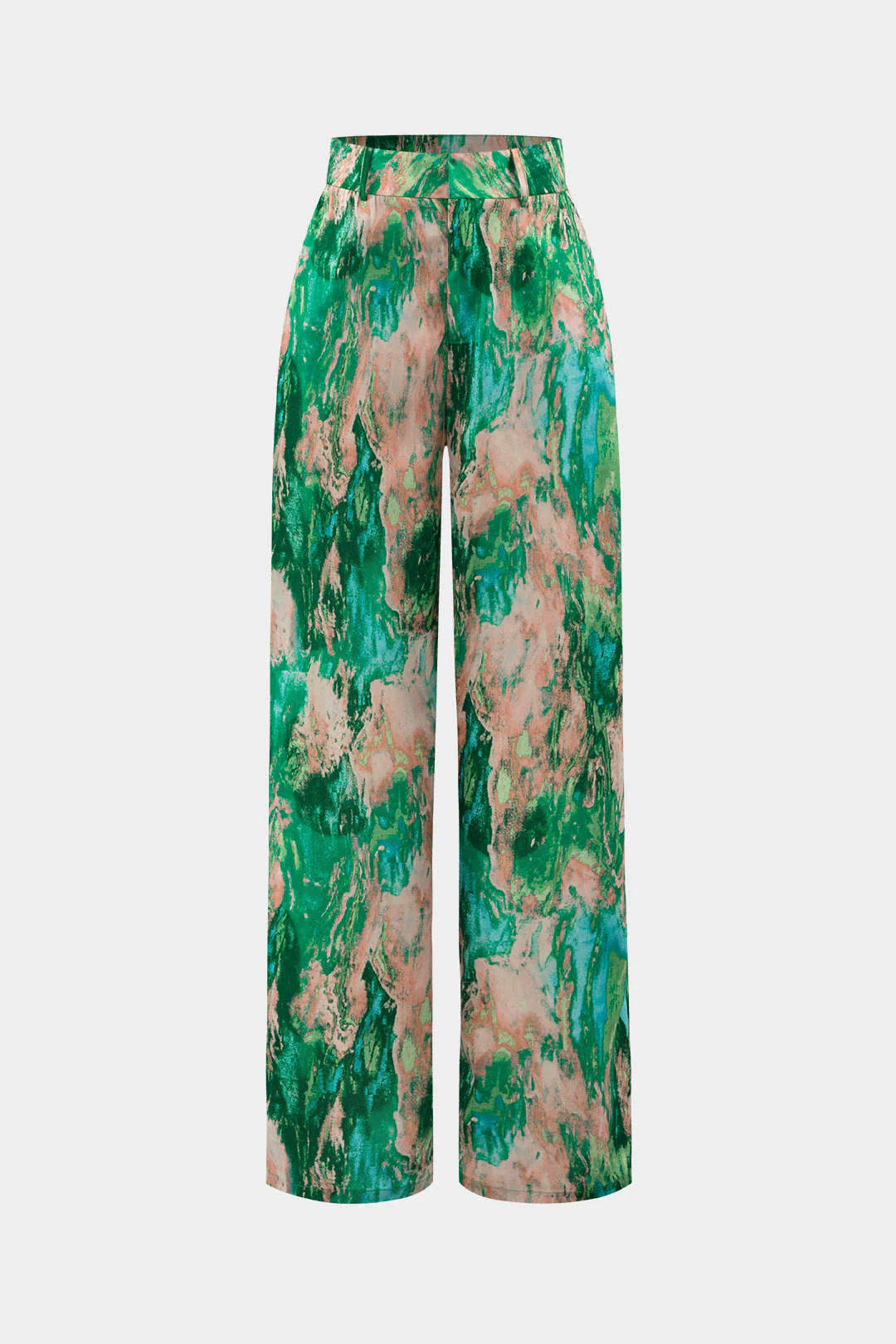 Marble Print High Waisted Full-length Straight Leg Pants - Image 7