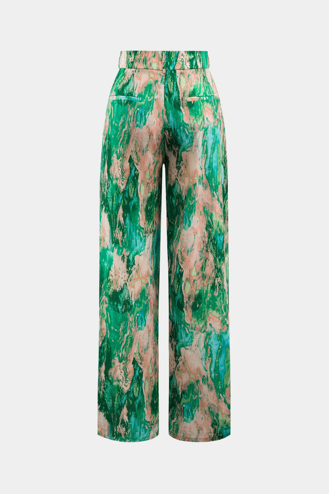 Marble Print High Waisted Full-length Straight Leg Pants - Image 8
