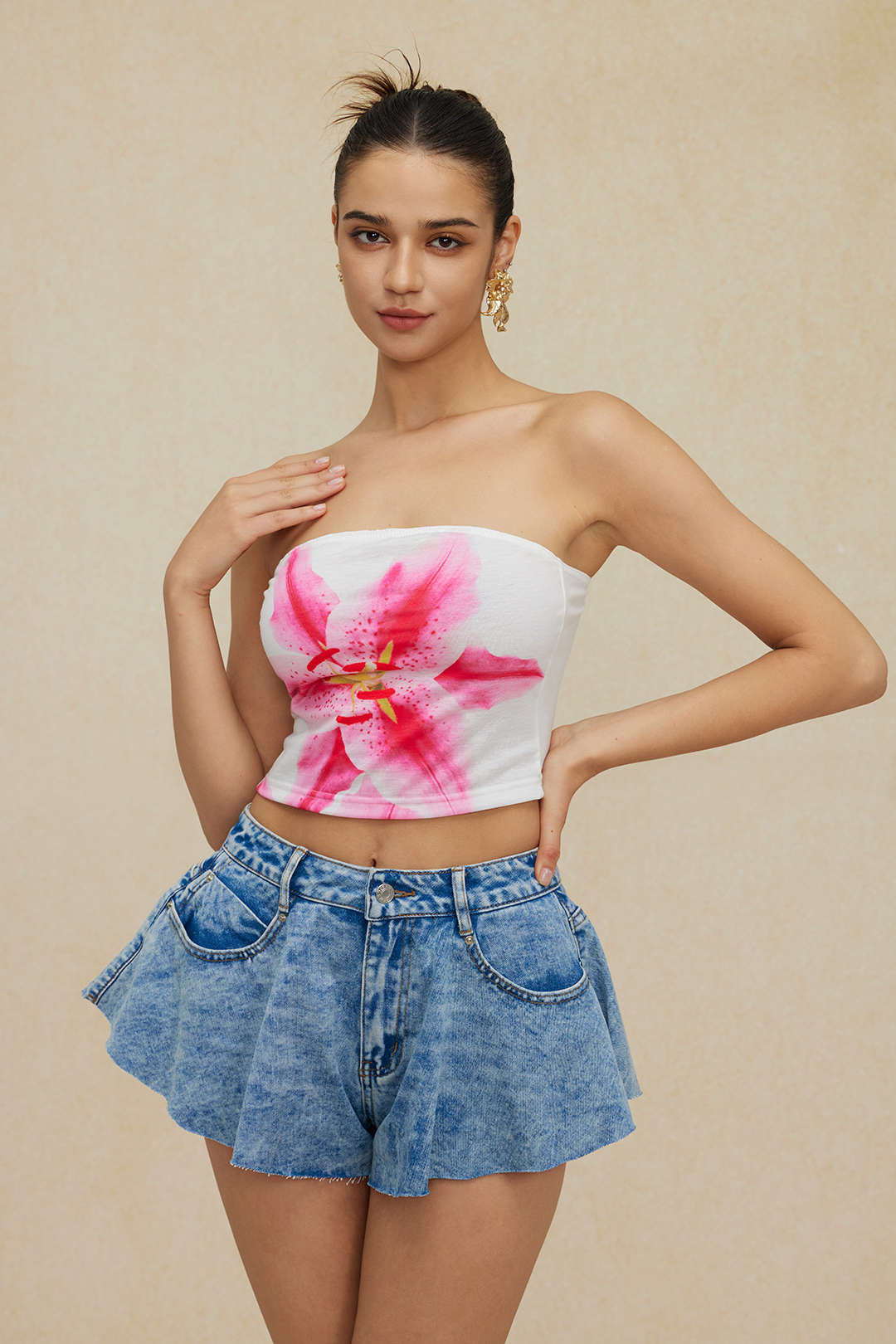 Frayed Hem Wide Leg Denim Shorts - Image 6