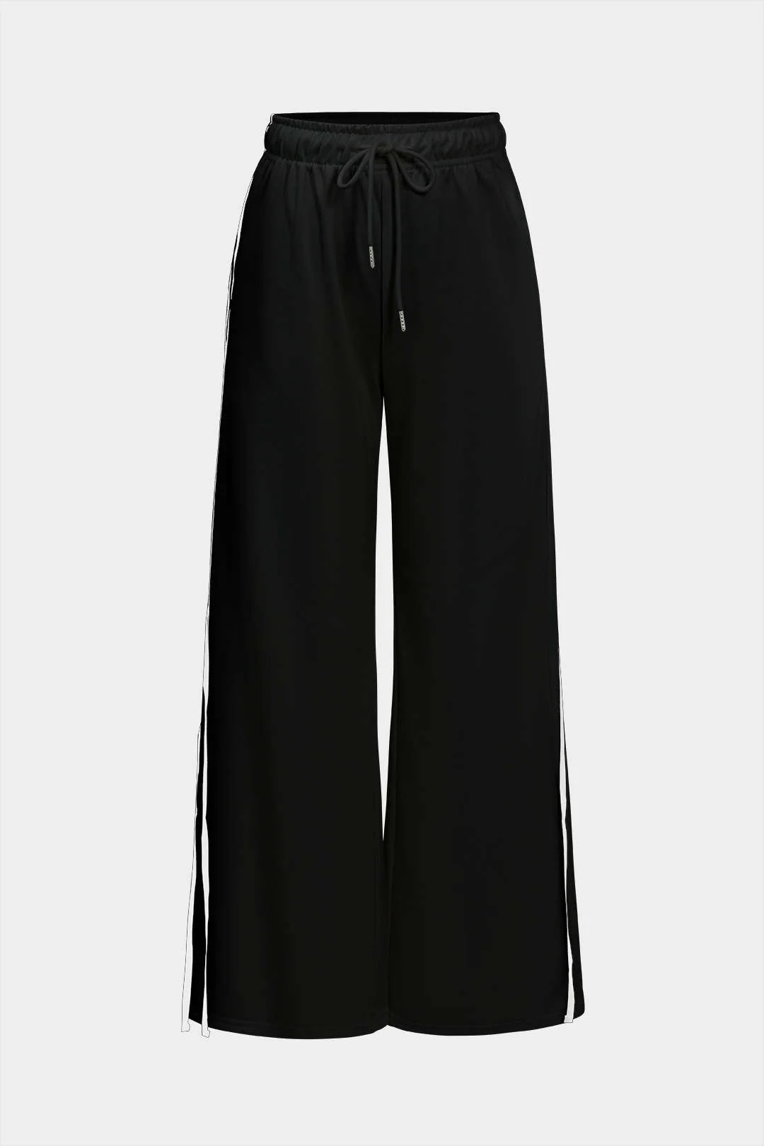 Contrast Tie-Up Wide Leg Trousers - Image 10
