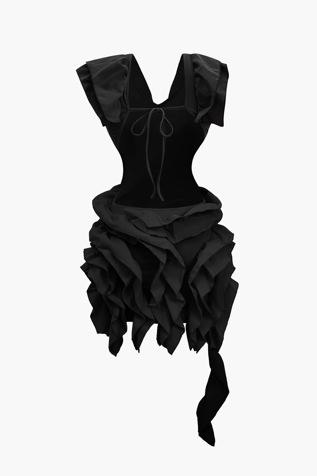 Solid Backless Ruffle Midi Dress - Image 5