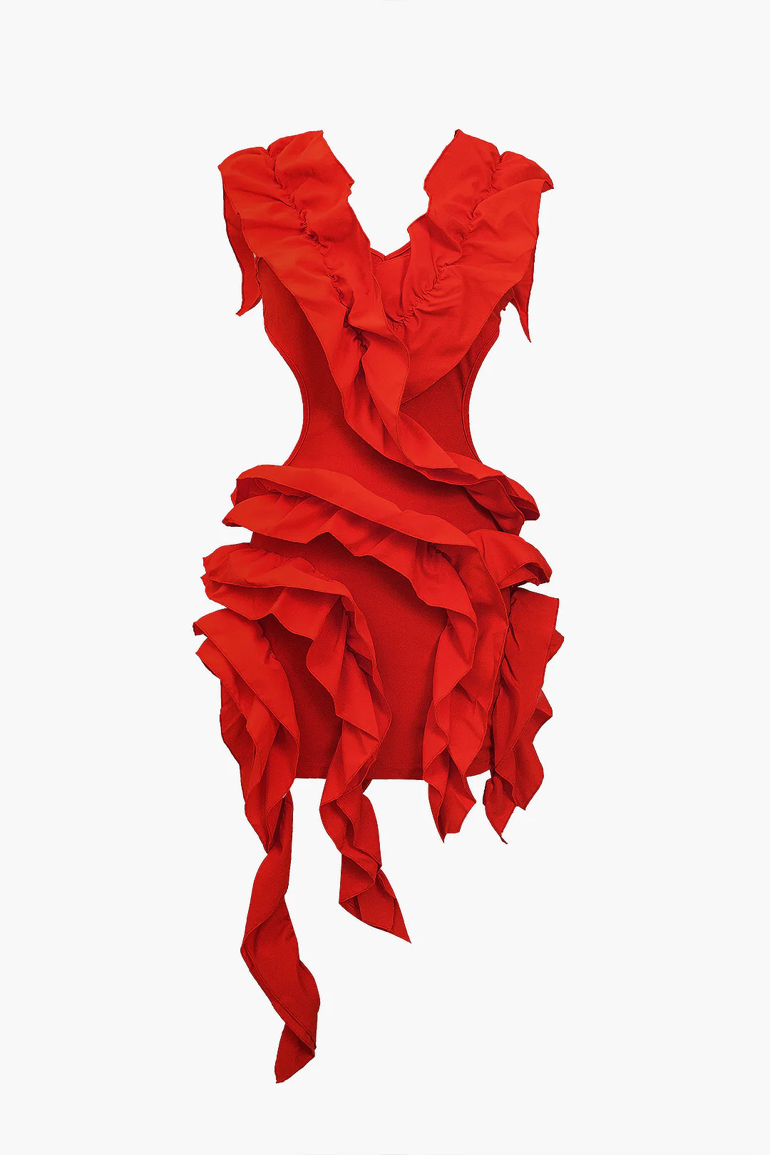 Solid Backless Ruffle Midi Dress - Image 6