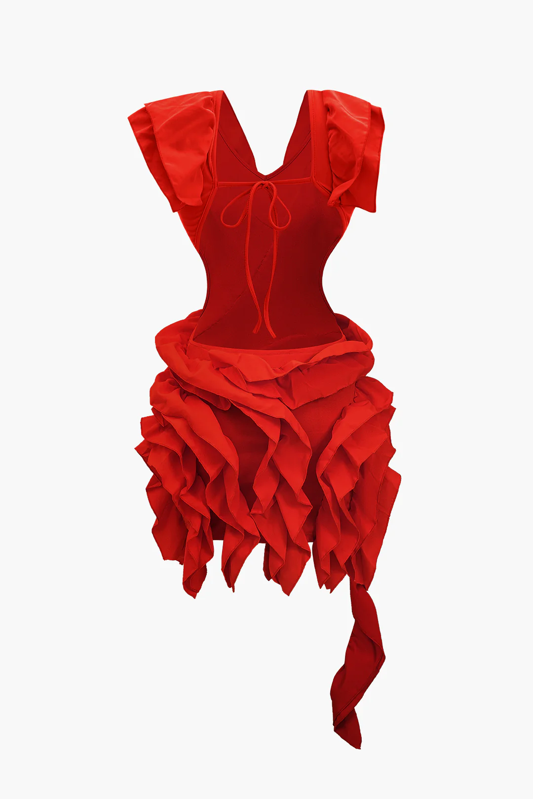 Solid Backless Ruffle Midi Dress - Image 7