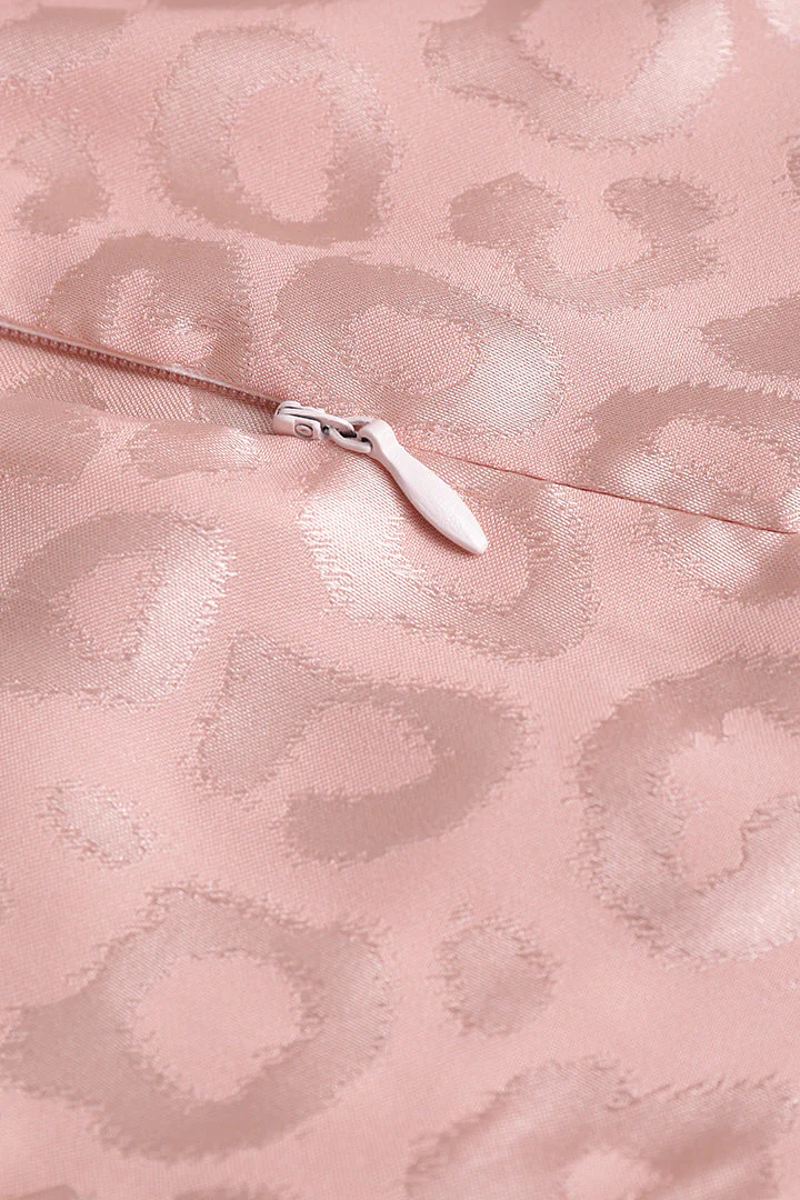 Jacquard Satin V Neck Buttons Long Sleeve Mini Dress - Image 8