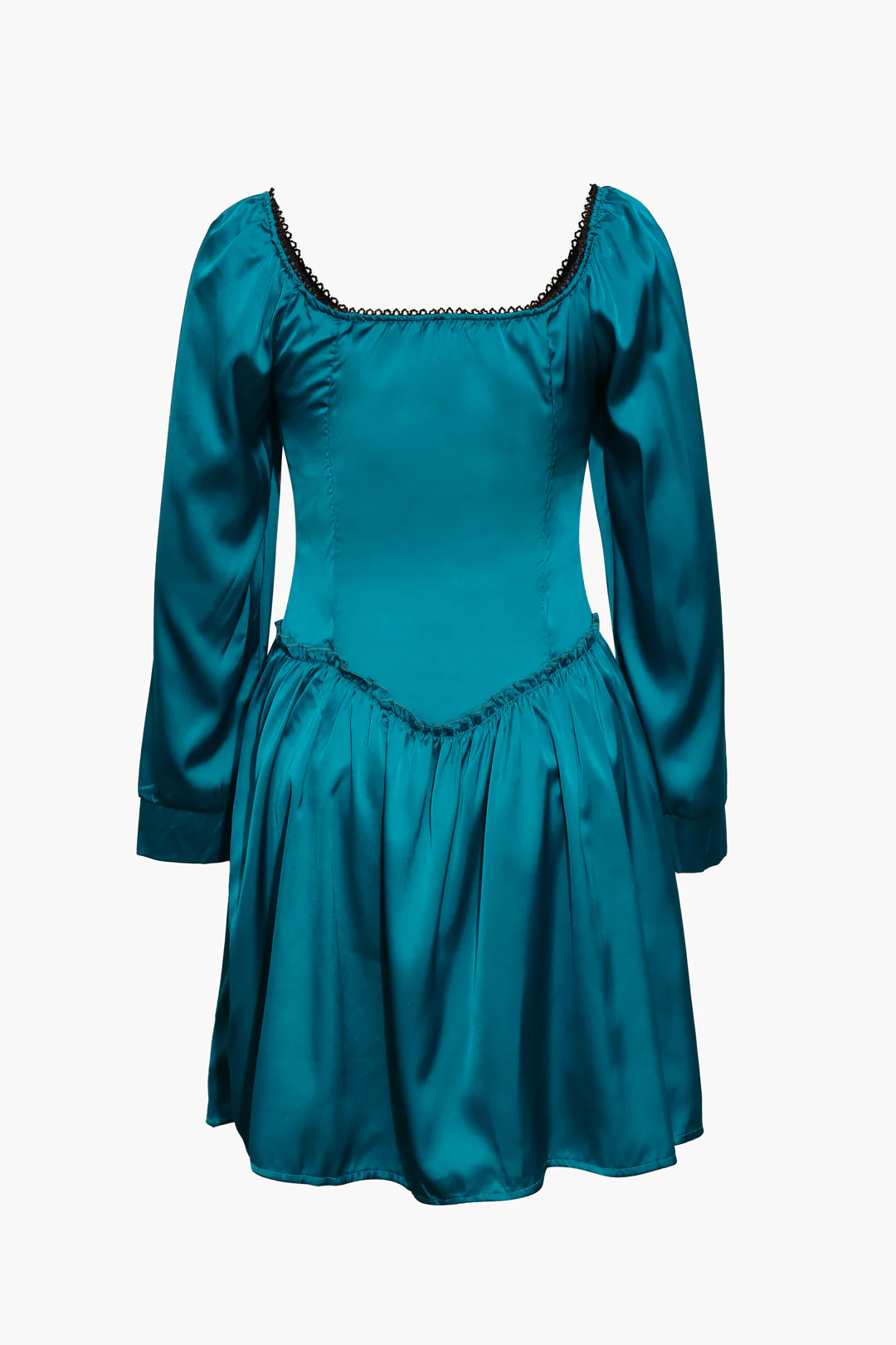 Satin Off The Shoulder Buttons Down Mini Dress - Image 3