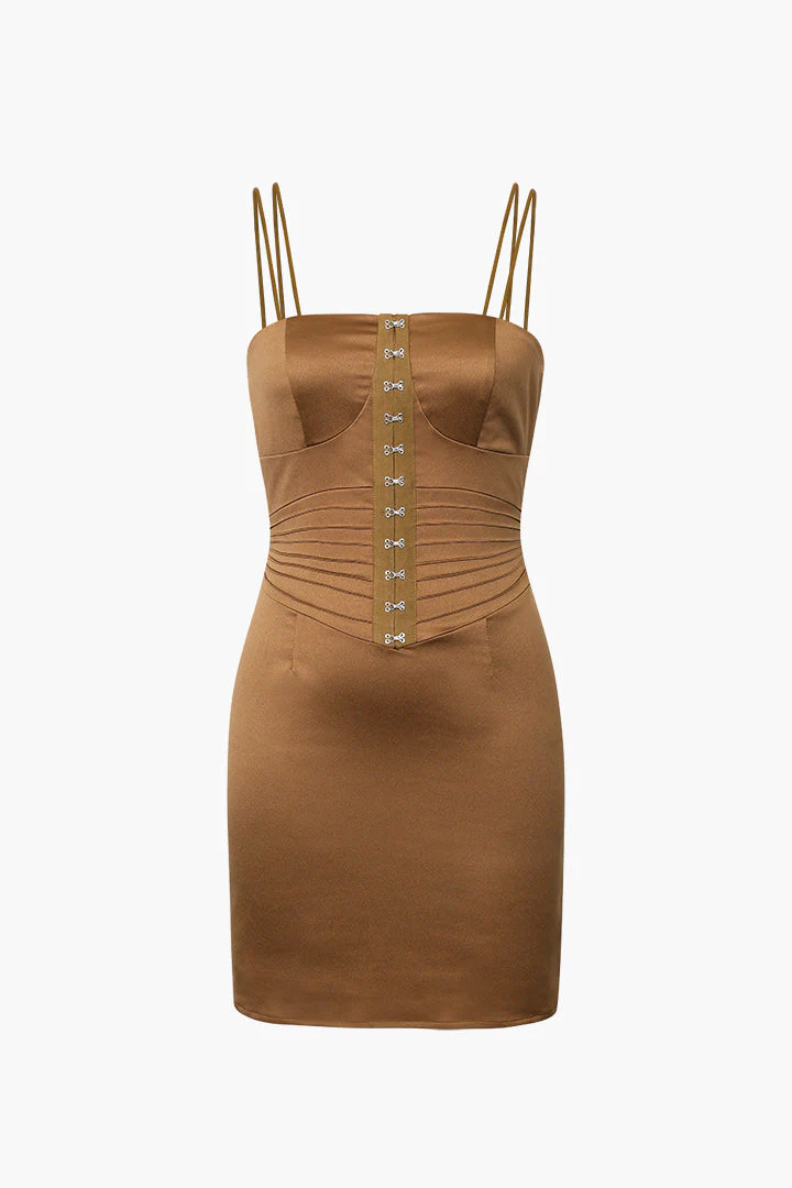 Satin Bustier Tight Waist Mini Dress - Image 5