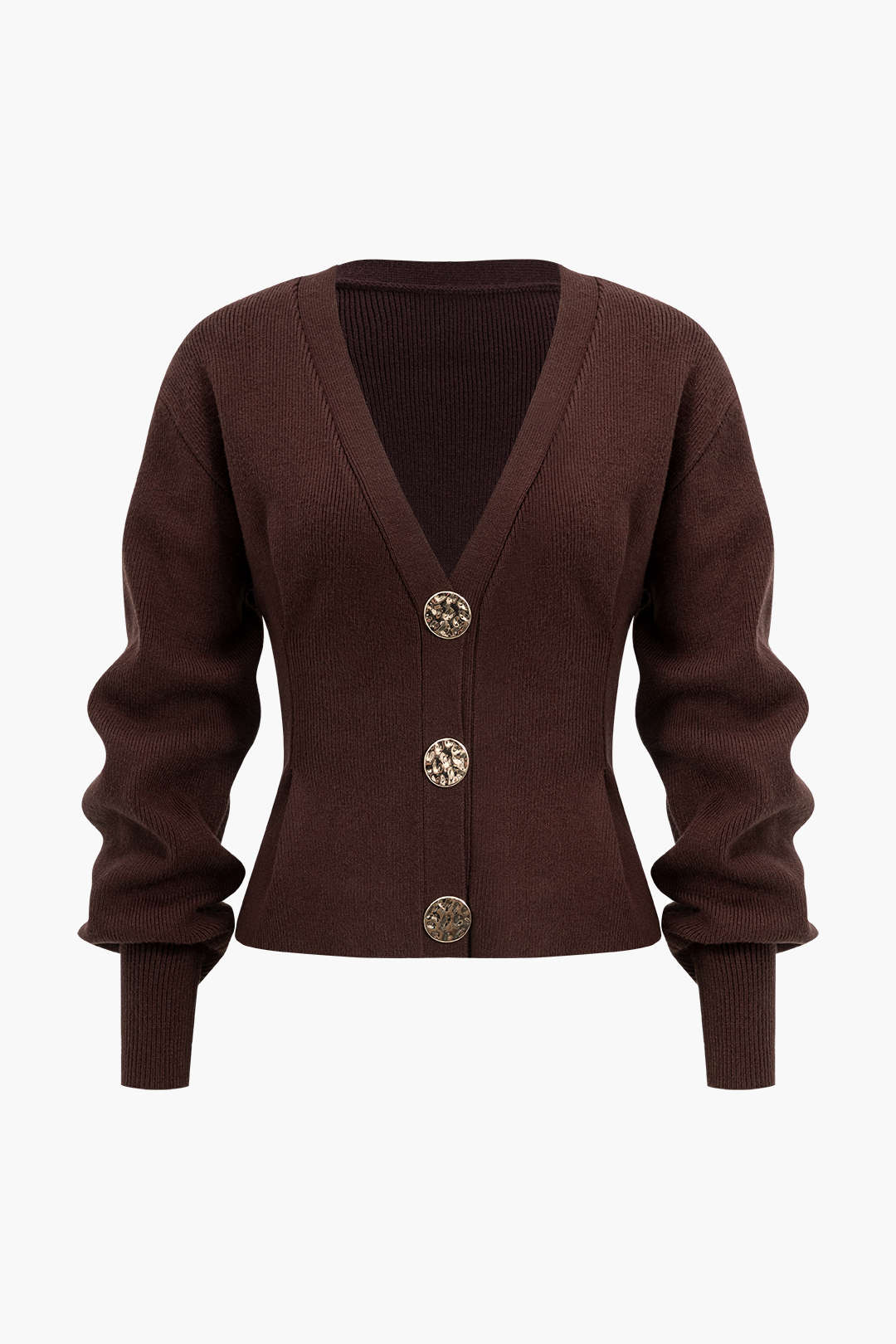 Knit Button V-neck Cardigan - Image 7