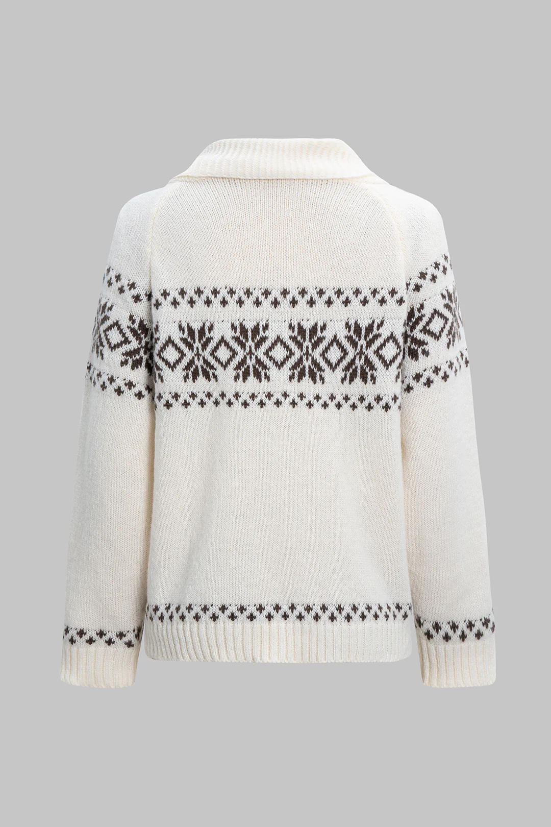 Knit Zipper Long Sleeve Cardigan - Image 3