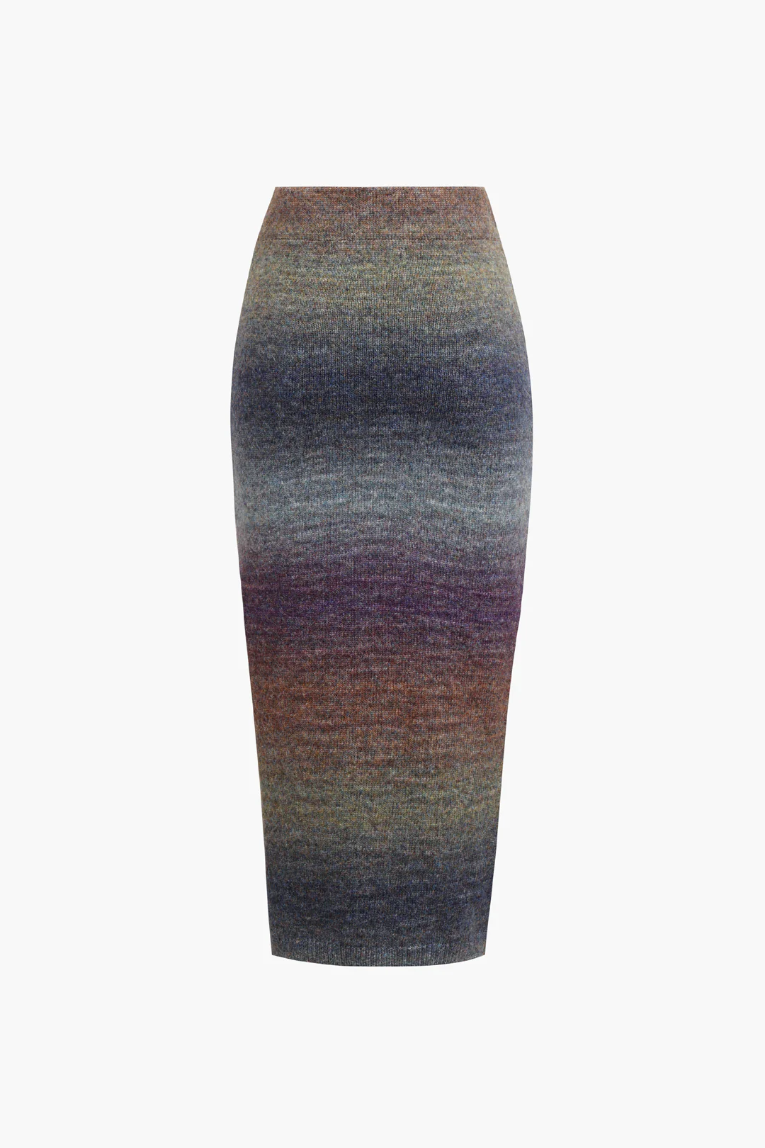 Ombre Side Slit Knit Midi Skirt - Image 3