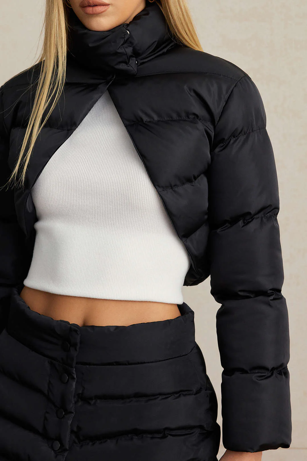 Stand Collar Cut Out Puffer Jacket - Image 6