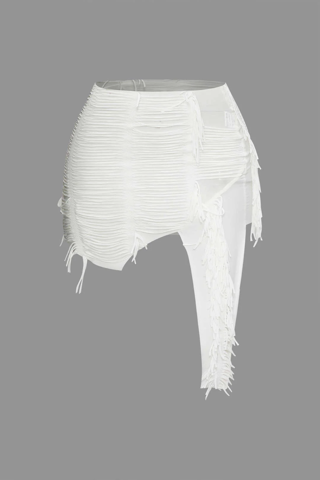 Plus Size Distressed Halter Cami Top And Asymmetrical Mini Skirt Set - Image 3