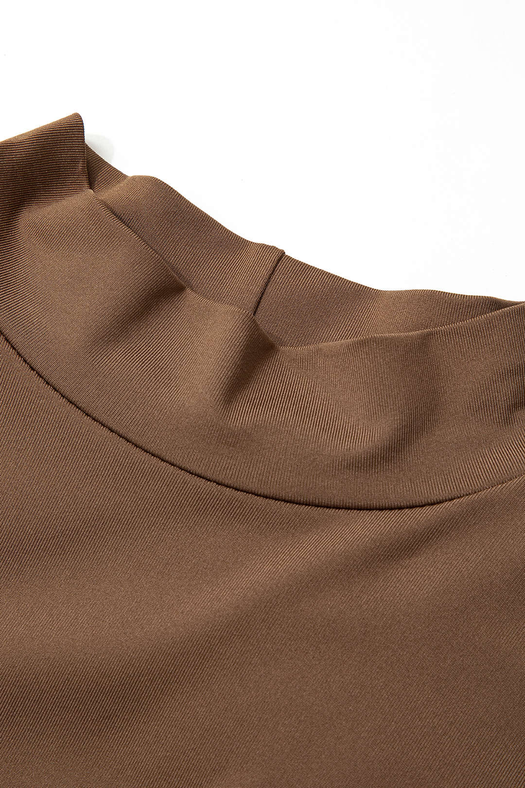 Mock Neck Faux Leather Paneled Long Sleeve Bodysuit - Image 7