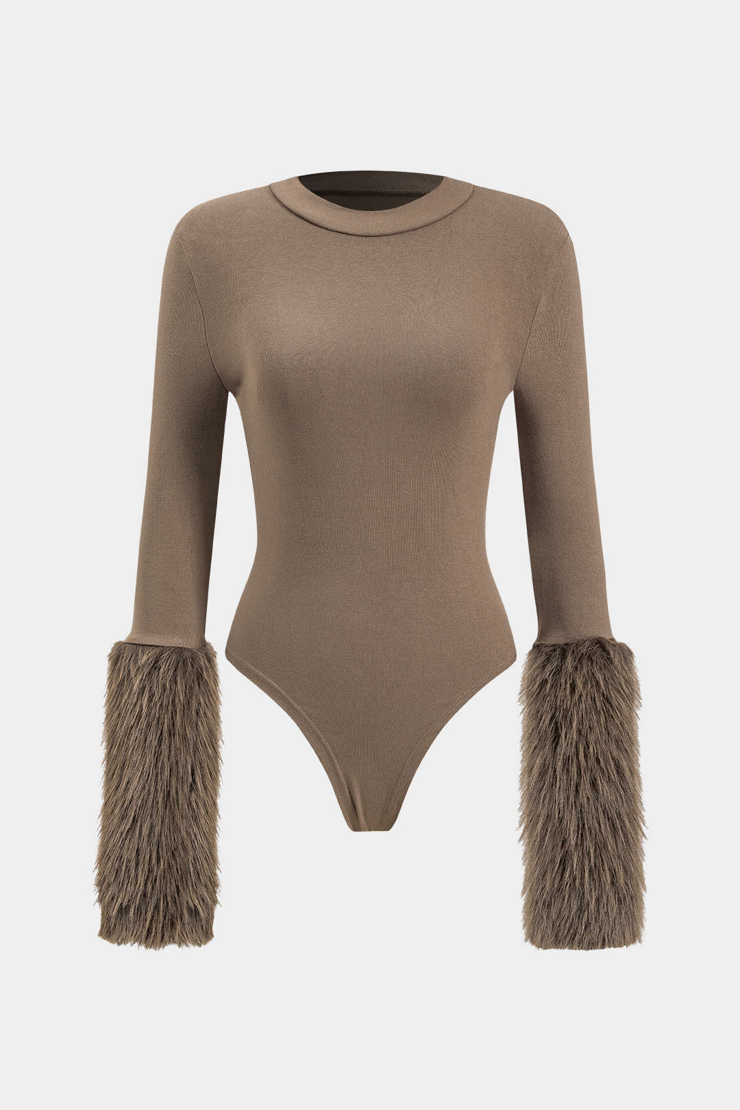 Patchwork Fur Long Sleeve Bodysuit - Image 4