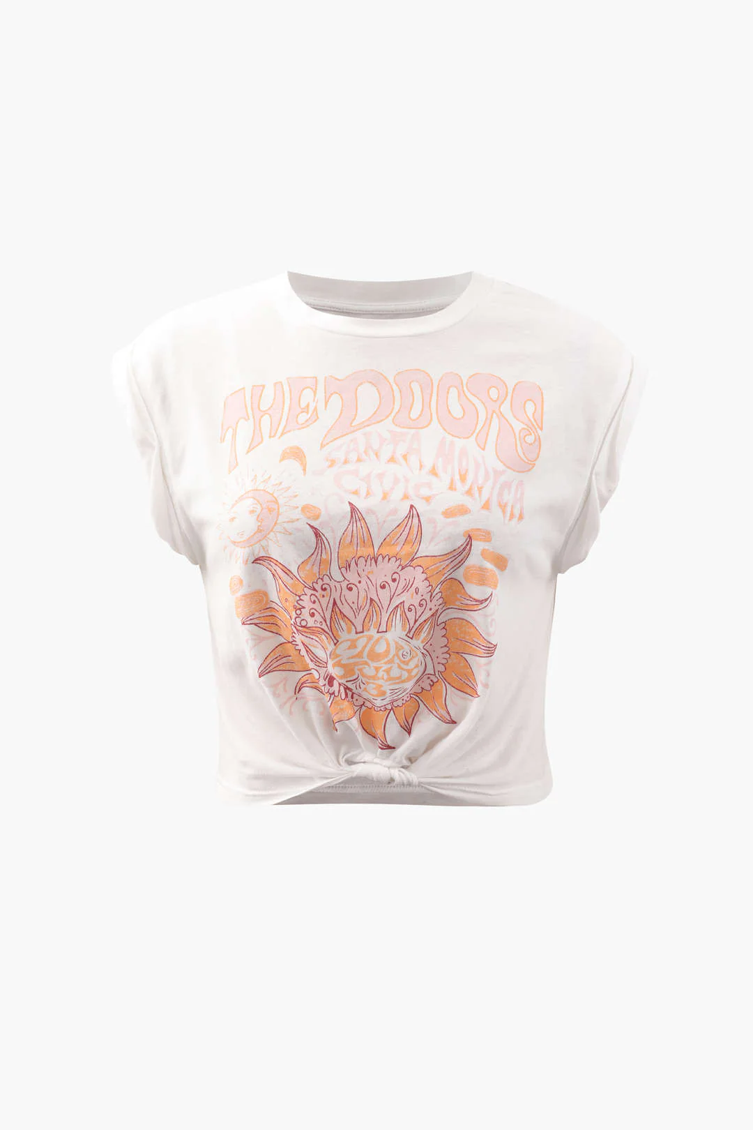 Flower Print Hem Knotted Short Sleeve T-Shirt - Image 4