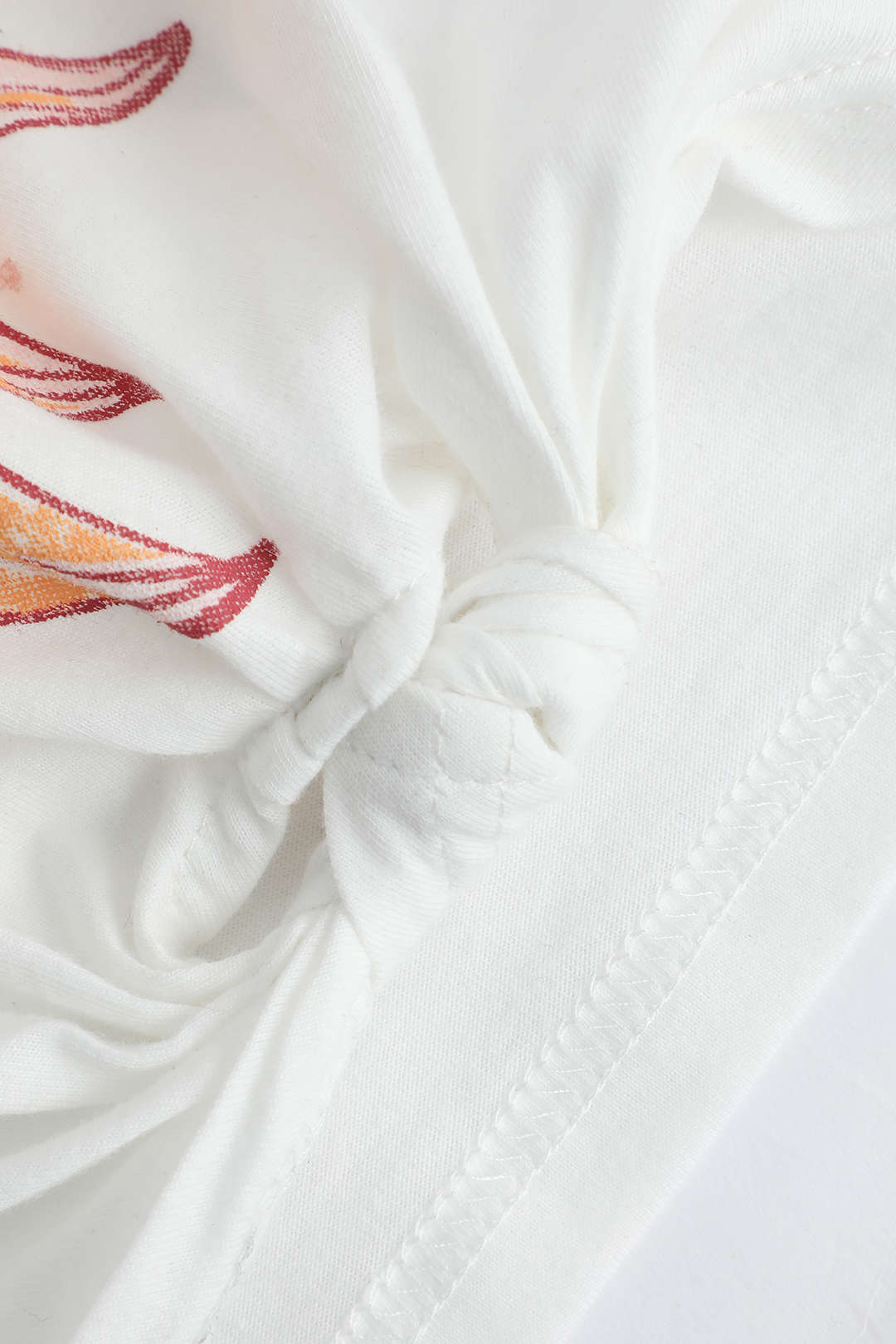 Flower Print Hem Knotted Short Sleeve T-Shirt - Image 7