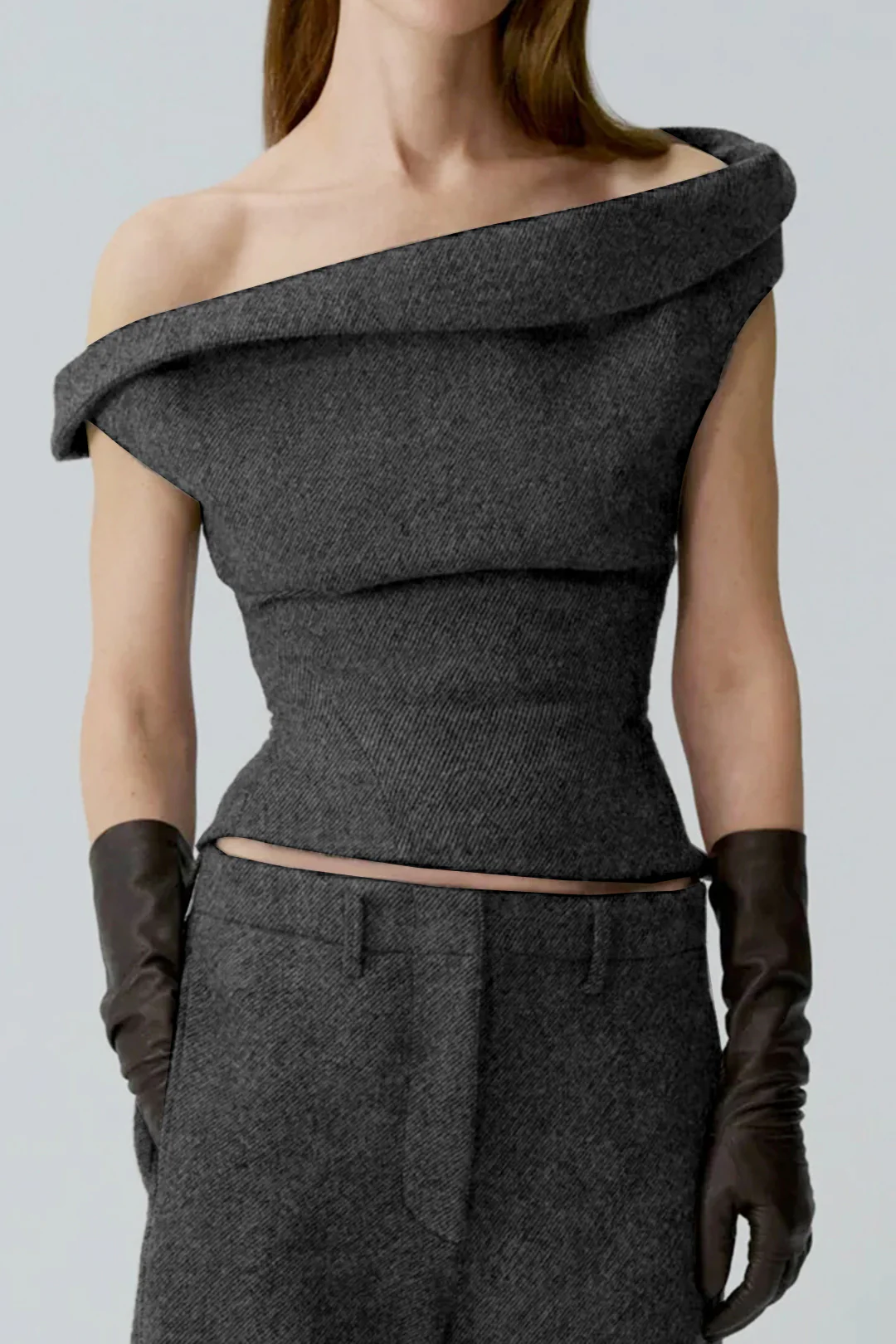 One-Shoulder Asymmetrical Short-Sleeve Top - Image 3